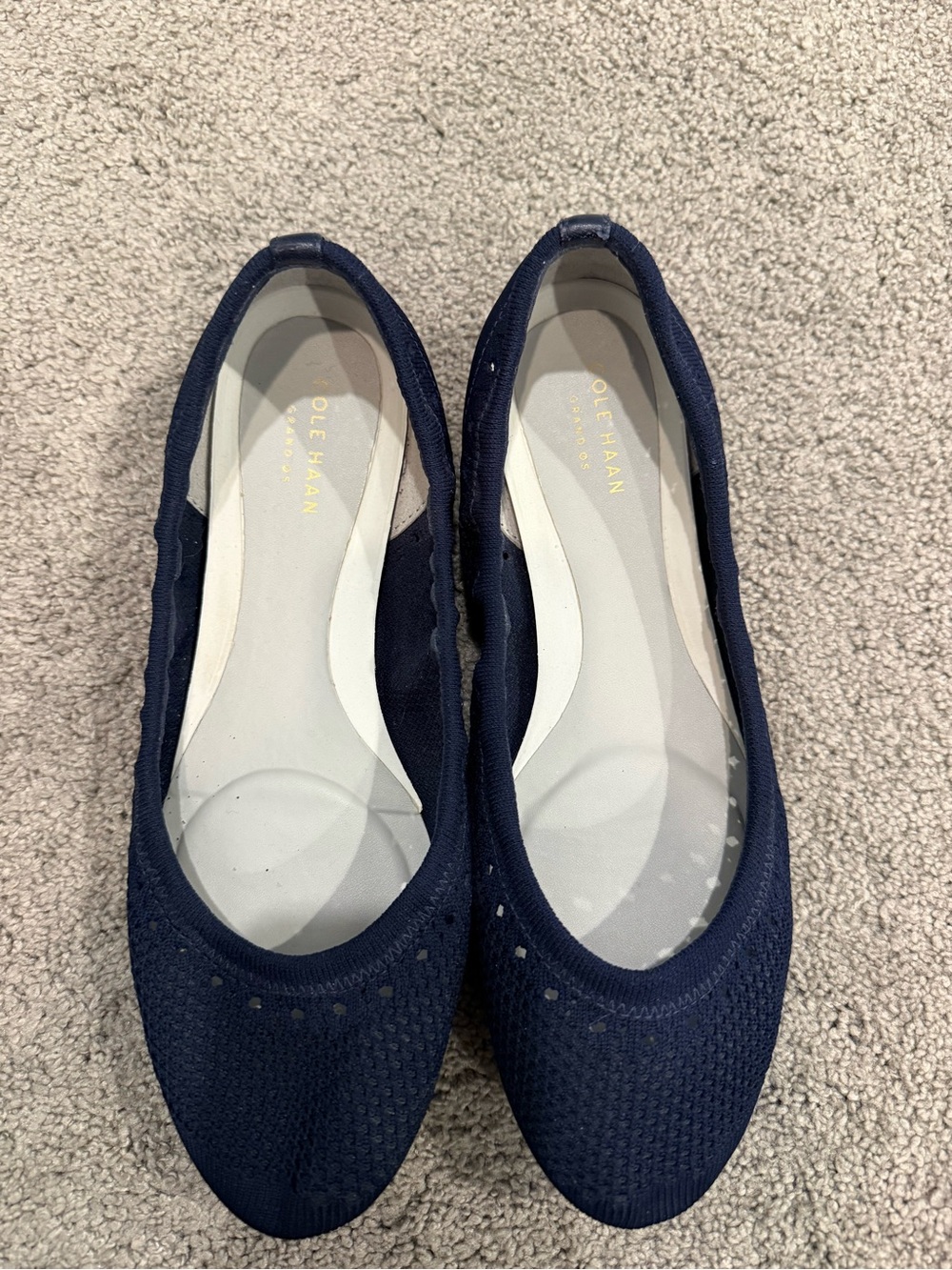 Cole Haan Navy Knit Slip-On Ballet Flats